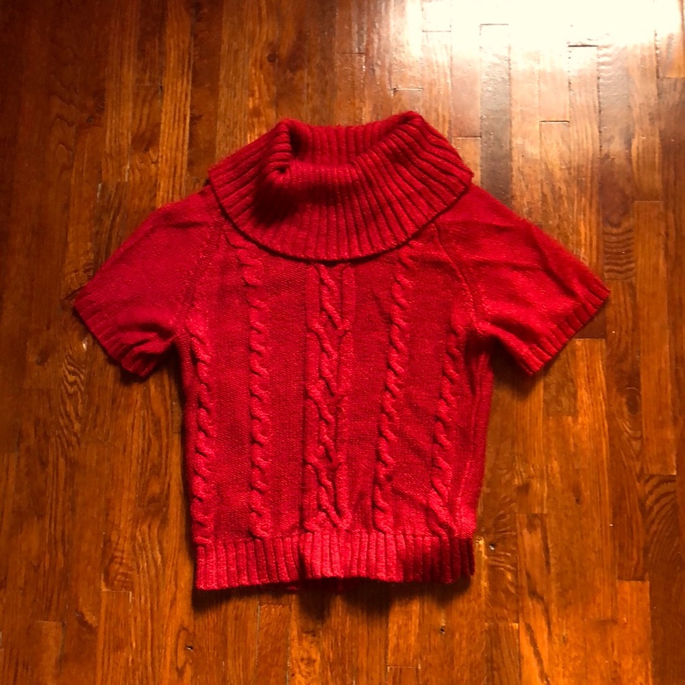 Red collared short sleeve sweater (Dress Barn)